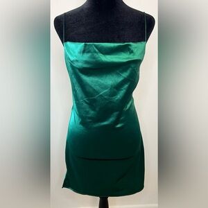 NWT Zaful emerald green satin sexy chic mini slip dress date night party size 6